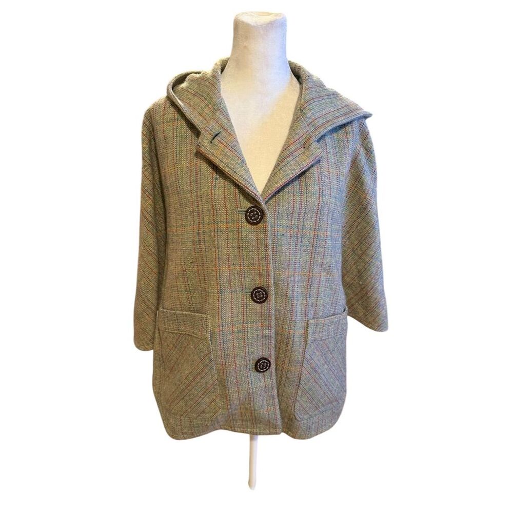 Paul & Joe for Target Women's Plaid Hooded Cape Poncho Size S Multicolor
